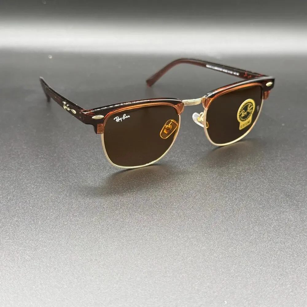 Ray-Ban RB3016 Clubmaster W0365 Brown Gold G-15 Sunglasses 51-21-145